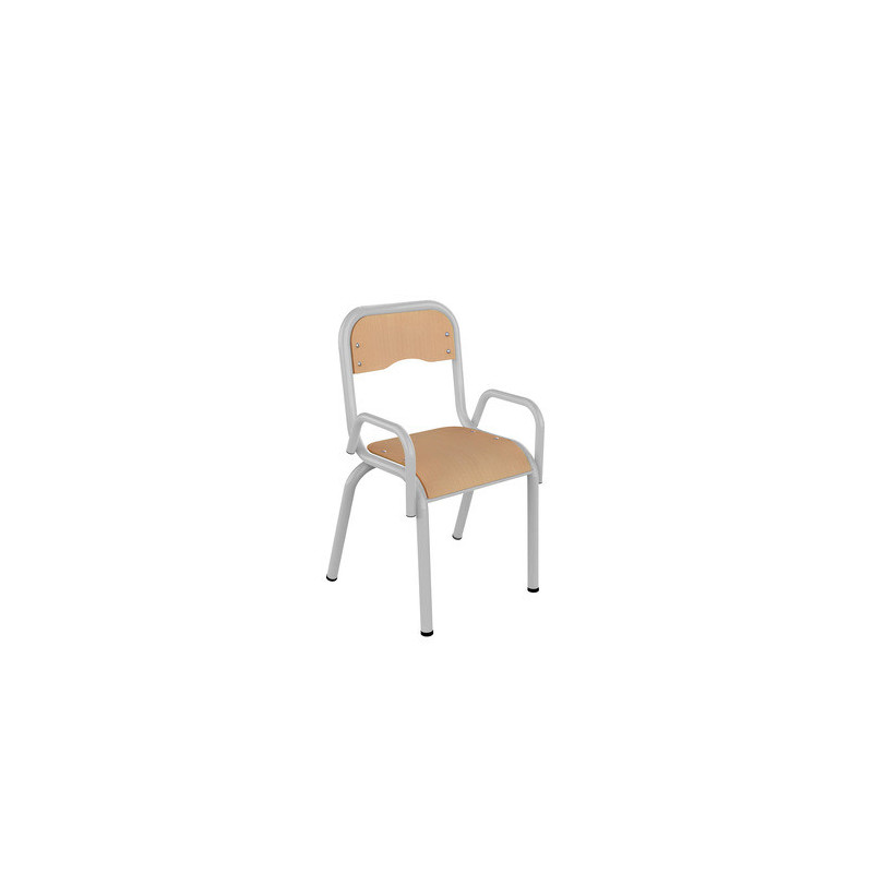 Chaise 4 pieds maternelle - encastré avec accoudoirs ral: alu 9006T0