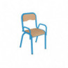 Chaise 4 pieds maternelle - encastré avec accoudoirs ral: bleu 5015T1