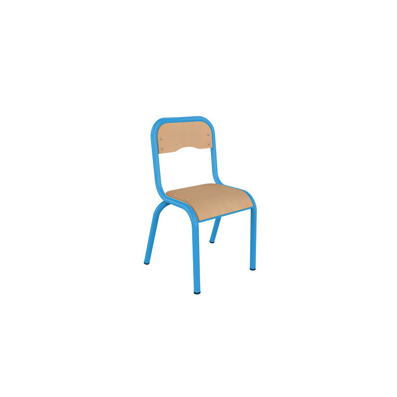 Chaise 4 pieds maternelle - encastré ral: bleu 5015T1