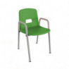 Chaise coque polypropylène avec accoudoirs maternelle ral: alu 9006 coque: vert grannyT0