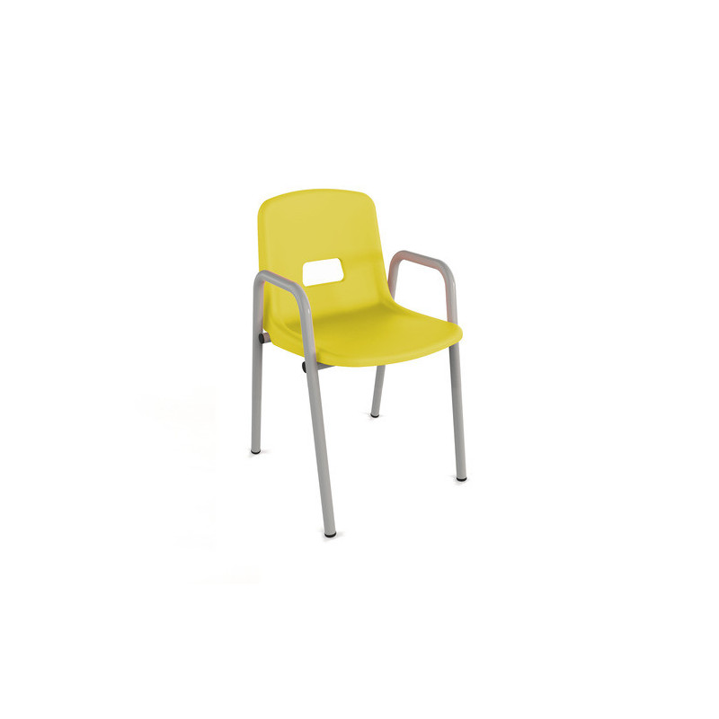 Chaise coque polypropylène avec accoudoirs maternelle ral: alu 9006 coque: jauneT0