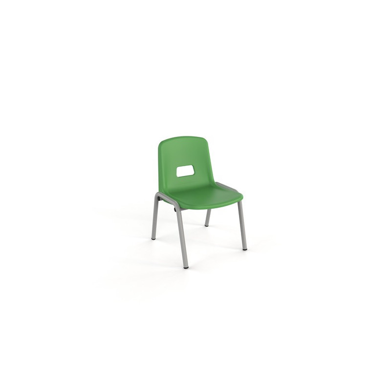 Chaise coque polypropylène maternelle ral: alu 9006 coque: vert grannyT0