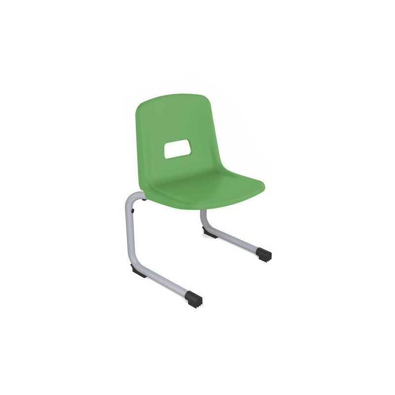 Chaise coque polypropylène appui sur Table maternelle ral: alu 9006 coque: vert grannyeT2