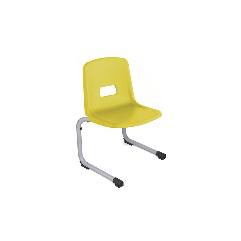 Chaise coque polypropylène appui sur Table maternelle ral: alu 9006 coque: jauneT2