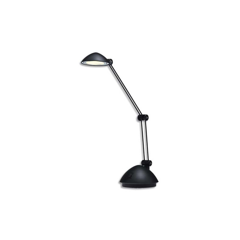 HANSA Lampe à LED Space Noire satiné métal et ABS - Bras 17 et 26 cm, Tête D9,5 cm Socle D13 cm