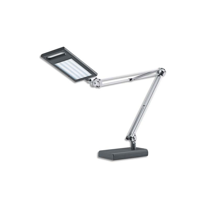 HANSA Lampe LED 4 work anthracite alu et ABS + pince - Bras 2x36 cm, Tête 23,3 x 11,7 cm Socle 19,8x12 cm