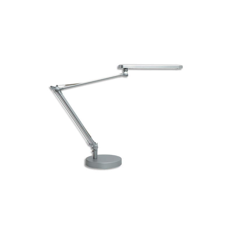 UNILUX Lampes à LED MamboLED Grise en ABS et alu - Bras 2 x 32 cm, Tête 28,5 x 4,5 cm Socle D16 x H2,5 cm