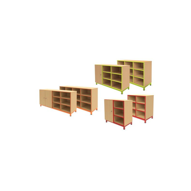 Meuble 6 cases avec portes ral: bleu 5015