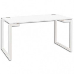 GAUTIER OFFICE Bureau droit Sunday Blanc, 2 passe-câbles sur plan bois - Dimensions : L160 x H73 x P80 cm