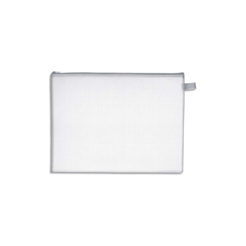 WONDAY Pochette zippée PVC renforcé semi-transparente pour le courrier, format 34,5x26cm, épaisseur 0,5cm