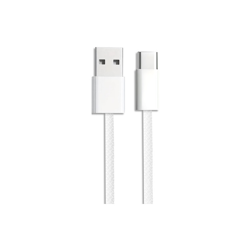 APM C&acirc;ble usb-a &#47; usb-c, nylon, blanc, 1m 600418