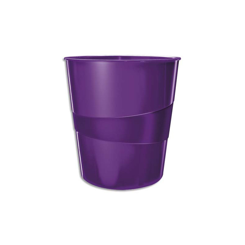 LEITZ Corbeille à papier 15 litres WOW - Dimensions : Ø 29 x H32,4 cm. Finition laquée. Coloris Violet