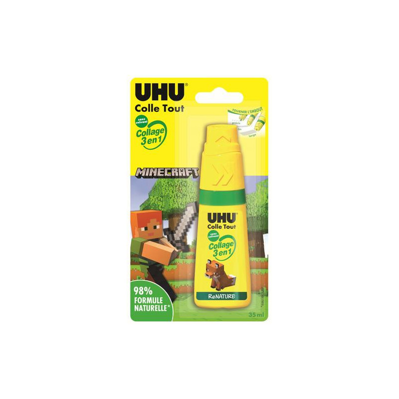 UHU Flacon de colle 3 en 1 sans solvant RENATURE. 35ml Sous blister