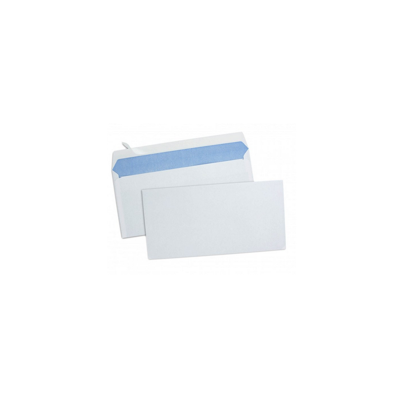 PERGAMY Boîte de 500 enveloppes Blanches sans fenêtre 80g DL 110x220 mm auto-adhésives