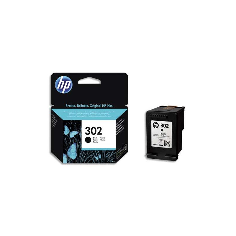 HP 302 Cartouche d'Encre Noire Authentique (F6U66AE)