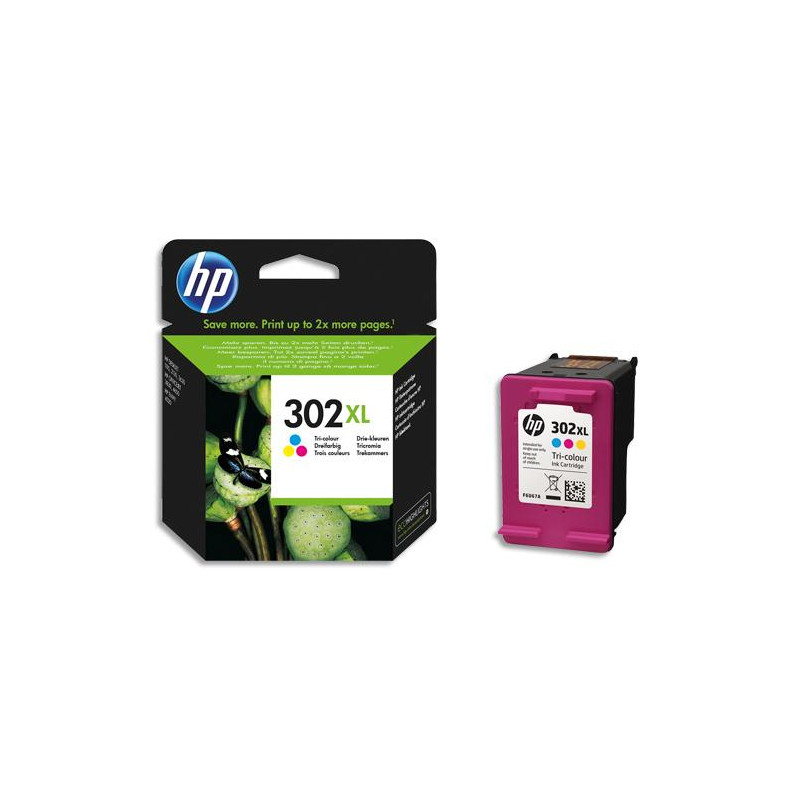 HP 302XL Cartouche d'Encre Trois Couleurs grande capacité Authentique (F6U67AE)