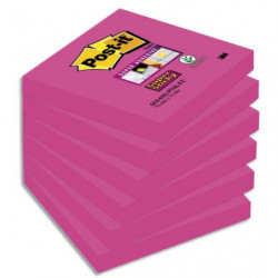 POST-IT Lot de 6 blocs Super Sticky 90 feuilles Rose 76 x 76 mm