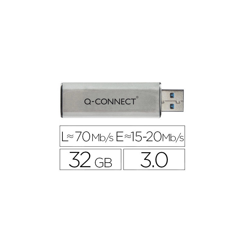 Clé usb q-connect 3.0 32gb lecture175mb/s écriture 60mb/s rétractable interface superspeed 3.0 compatible usb 2.0