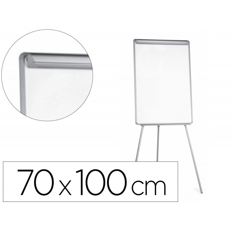 Chevalet conférence q-connect tableau laminé 70x100cm cadre plastique pince bloc papier auget porte-marqueurs