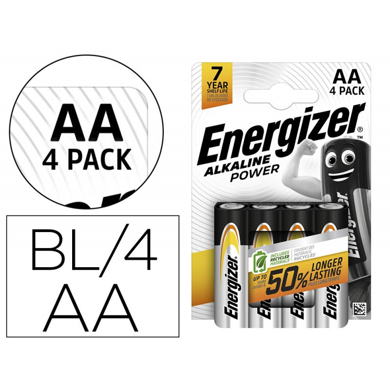 Pile energizer alcaline power i.c.e. lr06 taille aa blister 4 unités
