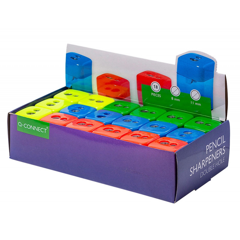Taille-crayon q-connect économique réservoir plastique transparent 2 usages