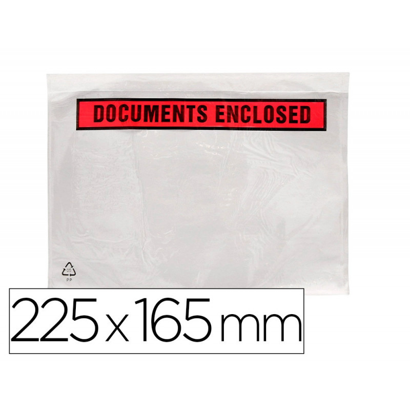 Q-CONNECT Boîte de 100 Pochettes d'expédition document ci-inclus - Format c5 : 225 x 165 mm transparent