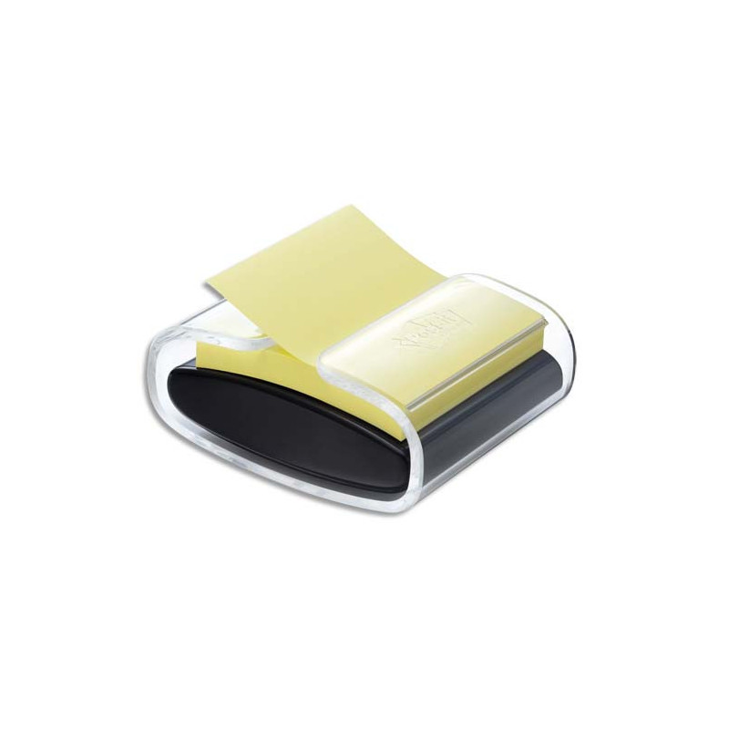 POST-IT Dévidoir Z-notes Pro Noir rechargeable + 1 bloc Z-notes Super Sticky Jaune 76 x 76 mm