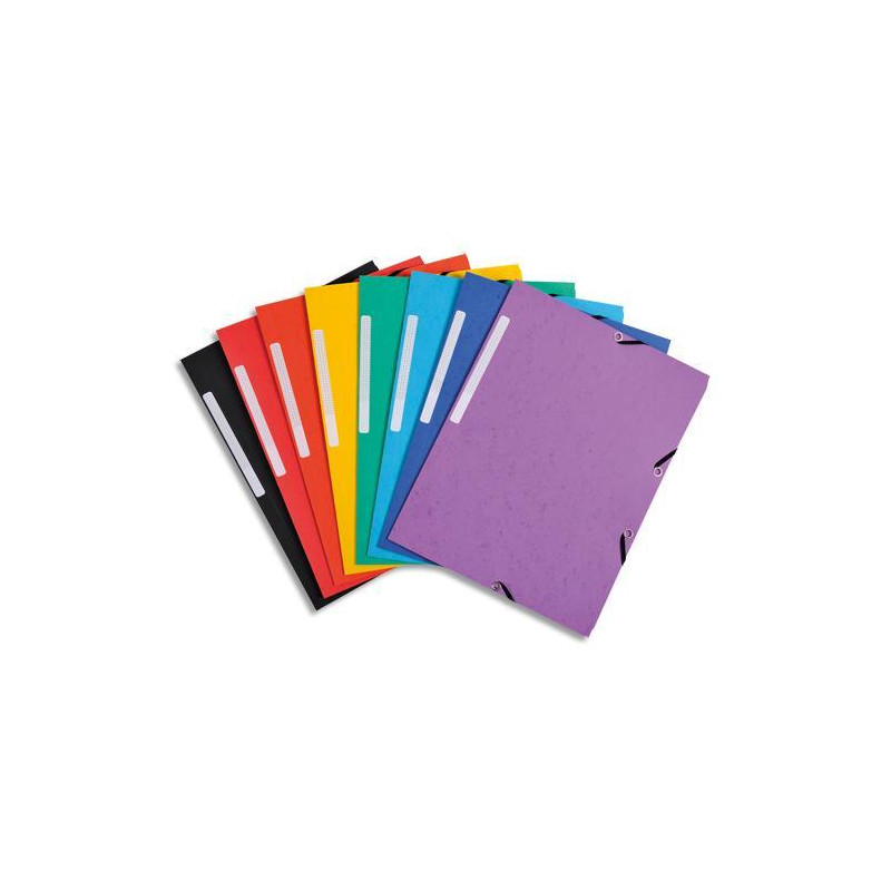 EXACOMPTA Chemise 3 rabats et élastique carte marbrée recyclée 4/10e 355gr.Format 24x32cm.Coloris Asso