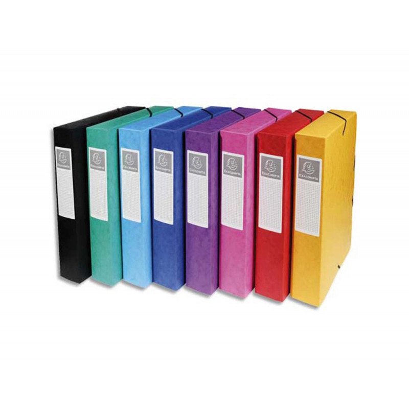 EXACOMPTA Boîte de classement EXABOX en carte lustrée 7/10e. Dos de 6 cm. Coloris assortis