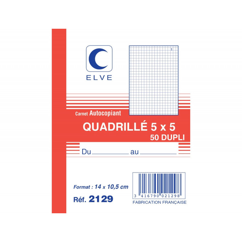 ELVE Carnet quadrillé 5x5 - A6 - 50 dupli