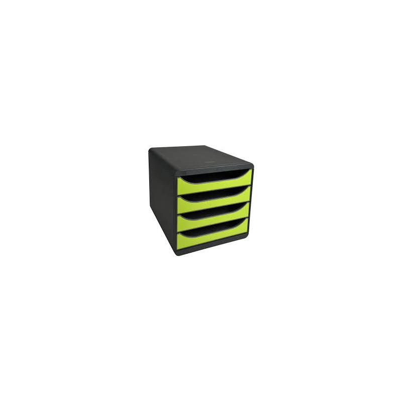 EXACOMPTA Module classement Big Box 4 tiroirs Gris/Vert anis en PS format A4+ L27,8xH26,7xP34,7 cm