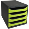 EXACOMPTA Module classement Big Box 4 tiroirs Gris/Vert anis en PS format A4+ L27,8xH26,7xP34,7 cm