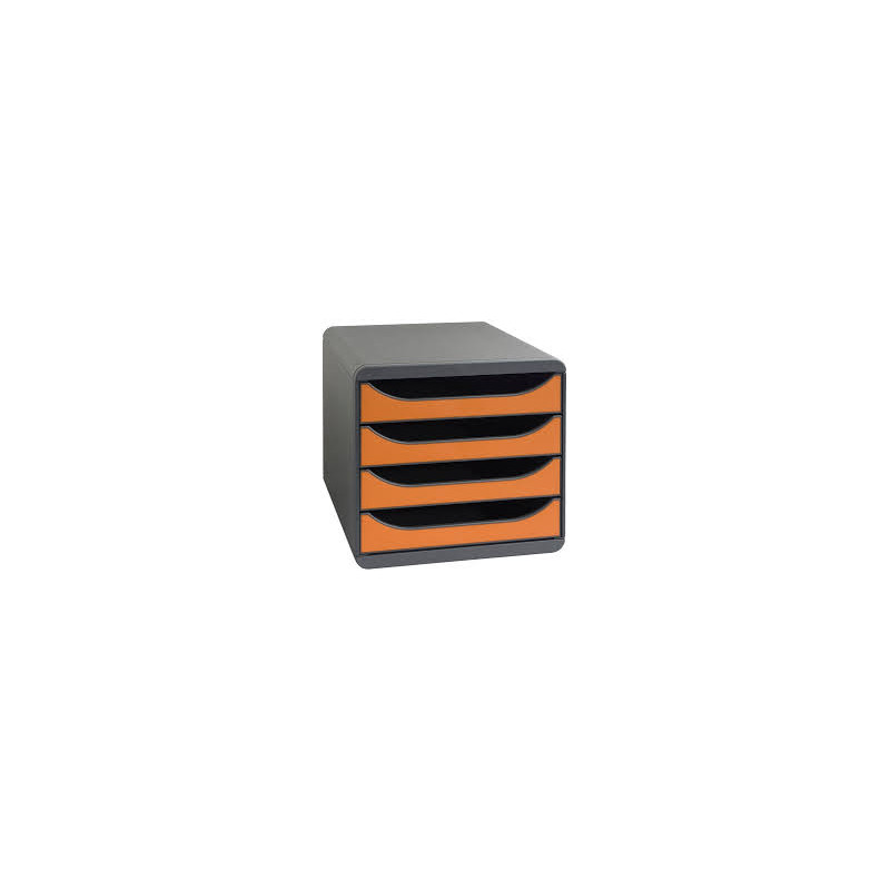 EXACOMPTA Module classement Big Box 4 tiroirs Noir/Tangerine en PS format A4+ L27,8xH26,7xP34,7 cm