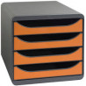 EXACOMPTA Module classement Big Box 4 tiroirs Noir/Tangerine en PS format A4+ L27,8xH26,7xP34,7 cm