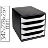 EXACOMPTA Module classement Big Box 4 tiroirs Noir/Blanc Glossy en PS format A4+ L27,8xH26,7xP34,7 cm
