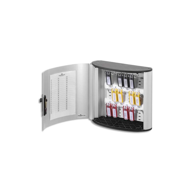 DURABLE Armoire à clés Key Box, capacité 18 clés - Dimensions :L30,2 x H28 x P11,8 cm coloris Argent