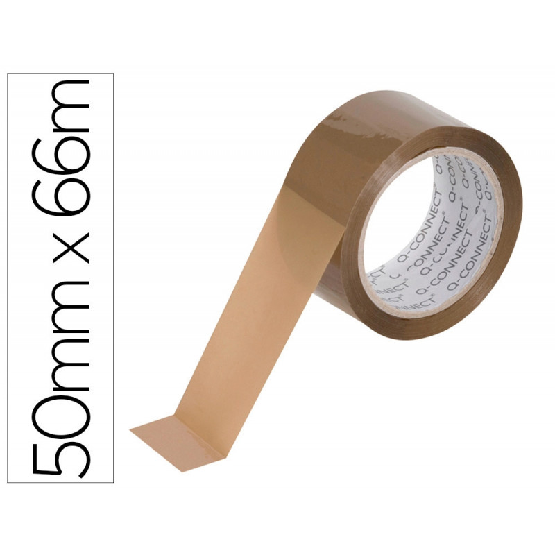 Ruban adhesif q-connect polypropylene 60 microns sans solvant recyclable silencieux 50mmx66m coloris havane