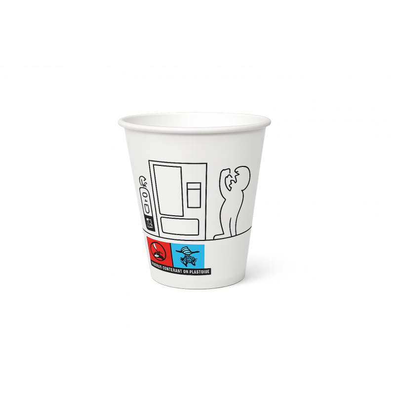 Sachet de 60 Gobelets 15 cl boissons chaudes, carton épais - H8 cm, D7 cm blanc