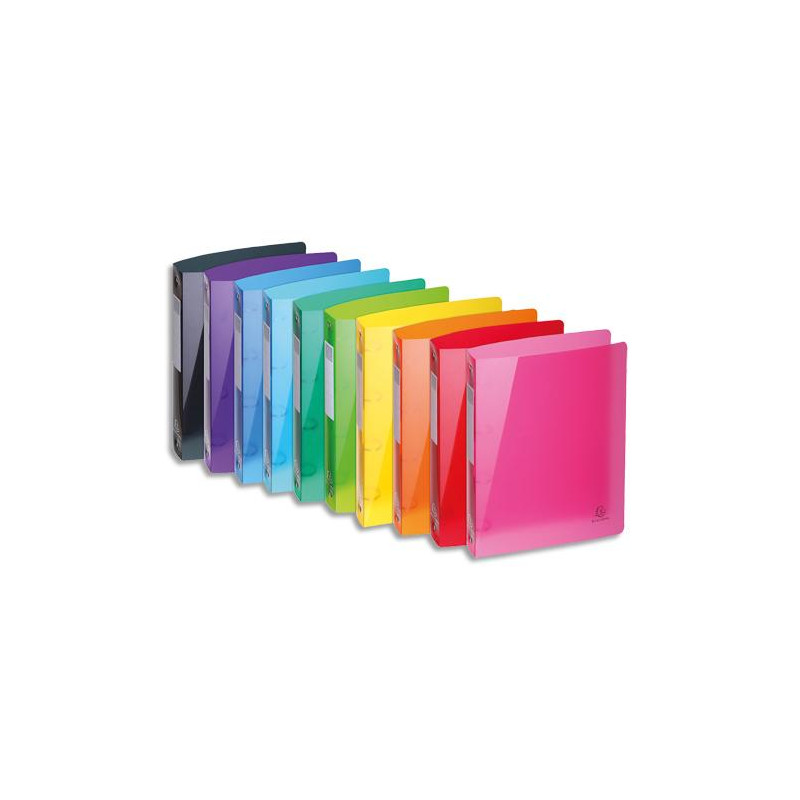 EXACOMPTA Classeur 4 anneaux dia 30mm Iderama polypro souple 7/10 brillant. Dos 4cm. Coloris assortis