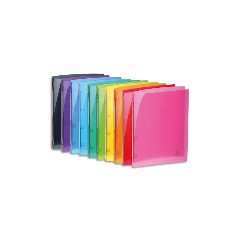 EXACOMPTA Classeur 4 anneaux dia 15mm Iderama polypro souple 5/10 brillant. Dos 2cm. Coloris assortis