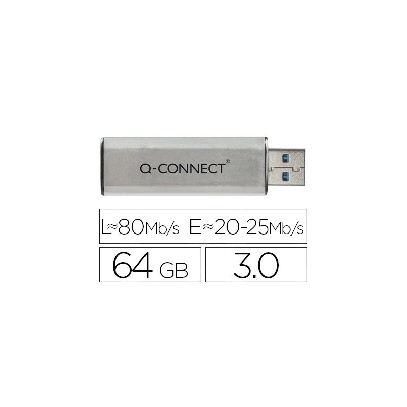 Clé usb q-connect 3.0 64gb lecture175mb/s écriture 60mb/s rétractable interface superspeed 3.0 compatible usb 2.0