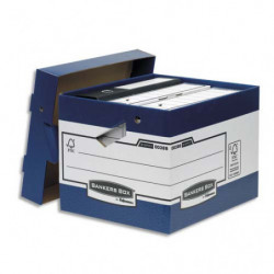 BANKERS BOX Caisse multi-usage ergonomique. Dim: 33,5x29,2x40,4 cm, montage automatique. Carton recyclé