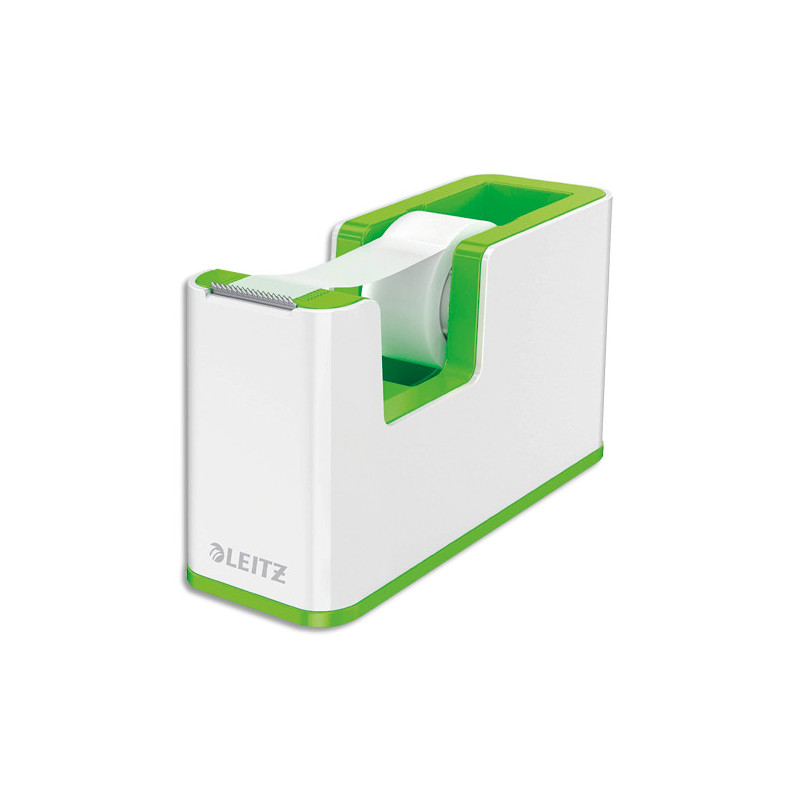 LEITZ Dévidoir Dual Blanc Vert métallisé livré avec ruban adhésif transparent L5,1 x H7,6 x P12,6 cm