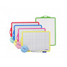 Kit ardoise blanche office plast 18,5x27,5cm quadrillee 1 face seyes 1 face unie cadre 5 coloris assortis