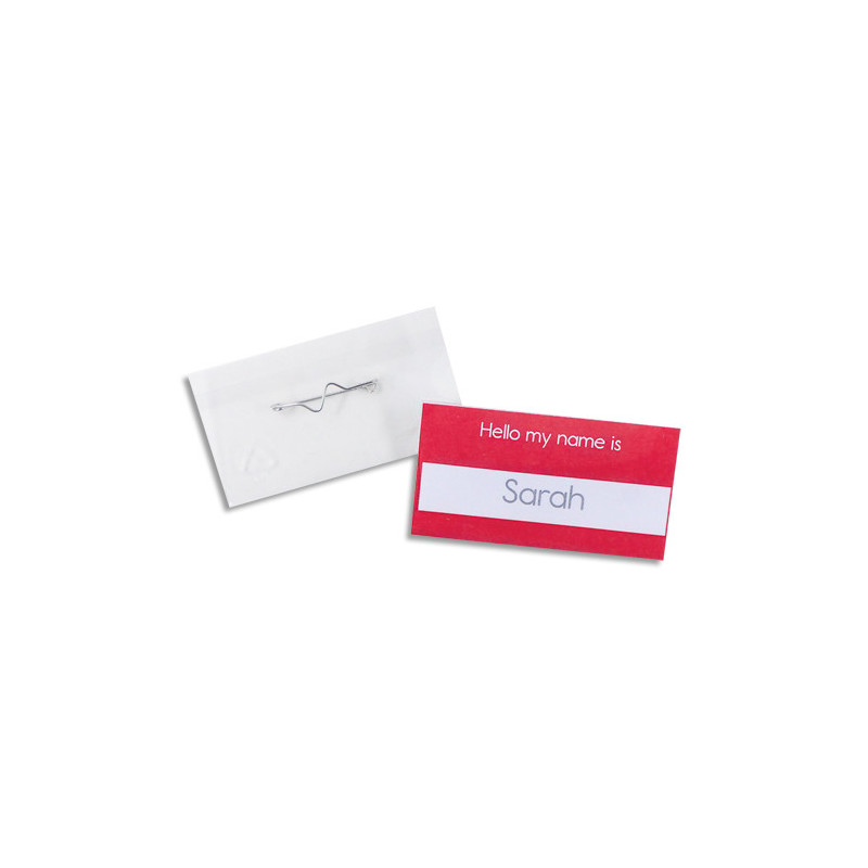 AVERY Boîte de 100 porte-badges à épingle 40 x 75 mm + 108 inserts imprimables
