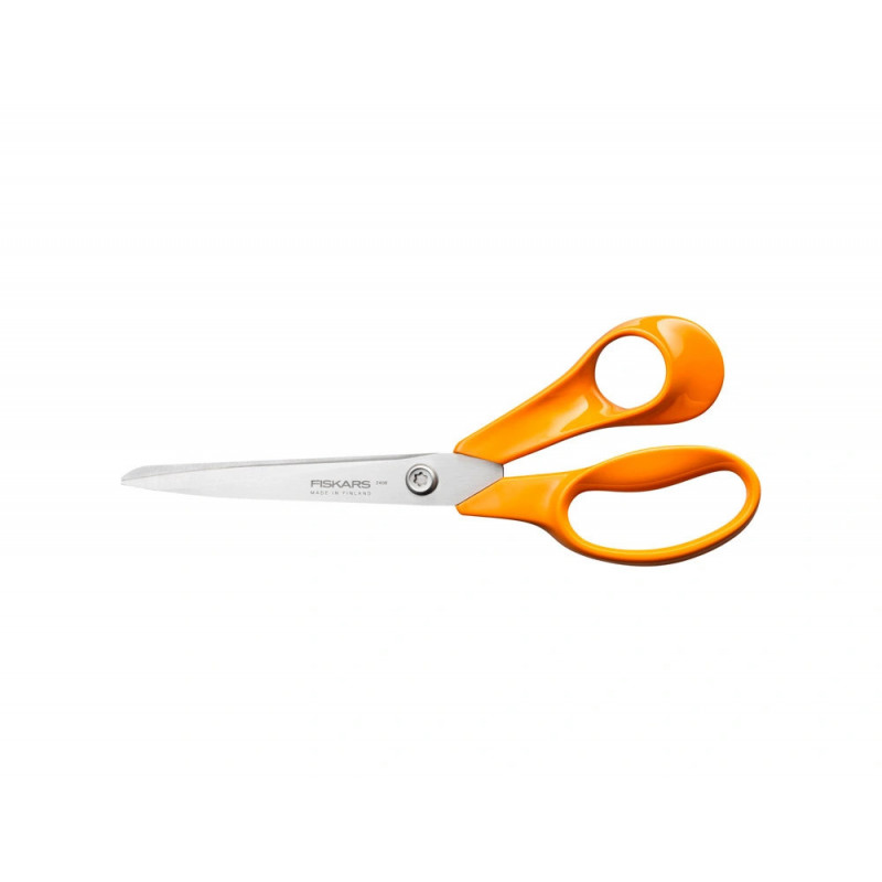 Ciseaux fiskars classic universels lames acier inoxydable 21cm droitier anneaux coloris orange