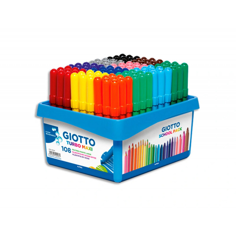 Feutre coloriage giotto turbo maxi ultra lavable testé dermatologiquement pointe bloquée schoolpack 108 unités