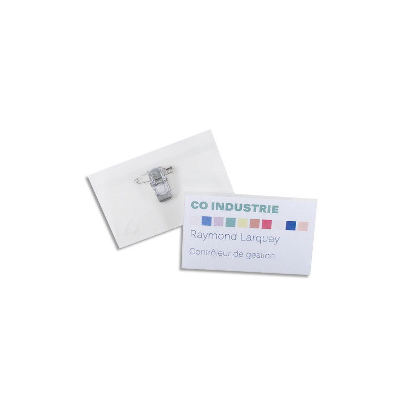 AVERY Boîte de 50 porte-badges combi pince+épingle 54 x90 mm + 50 inserts imprimables