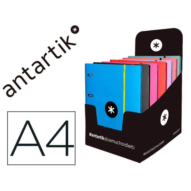 Classeur antartik 4 anneaux ronds 40mm a4 carton remborde feuillets mobiles q5x5 colorisassortis