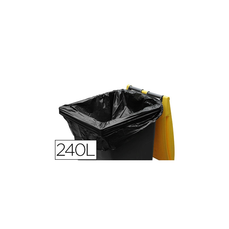 Sac poubelle container polyéthylène basse densité 240l 35 microns coloris noir rouleau 25 unites